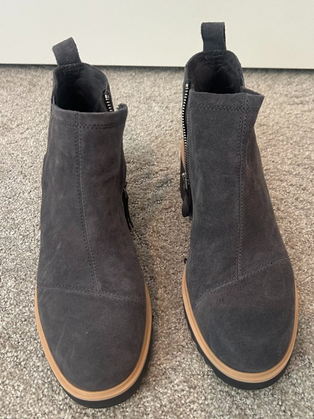 Toms Maude Wedge Boot, Forged Iron Suede, Size 10